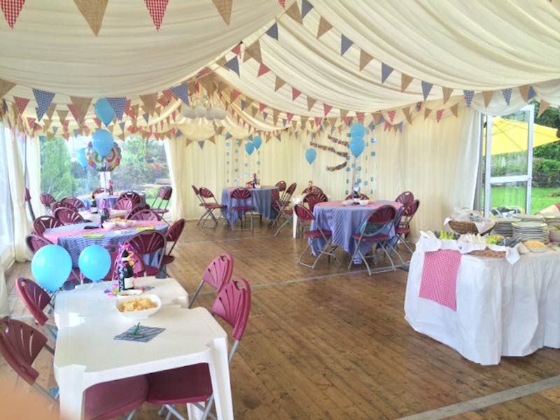 Informal 80th birthday party marquee