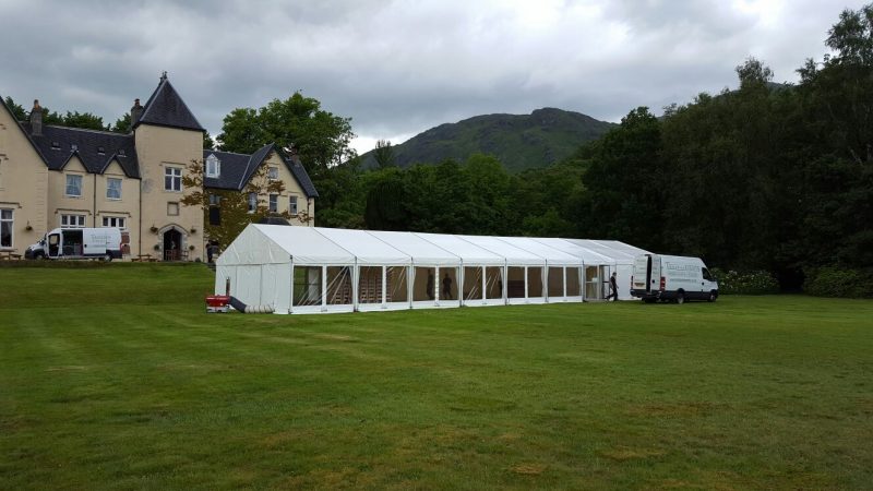 Tents and events marquee at Glenfinnan House Hotel