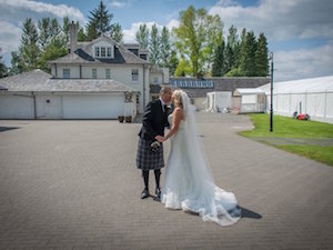 Wedding marquee at High Wards entrance porch, event toilets