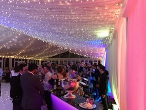 marquee bar area and pea lamp roof canopy
