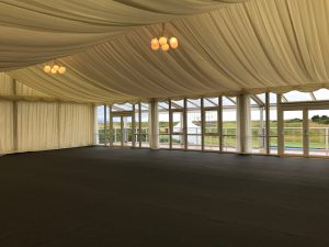 Interior finish of a hire marquee