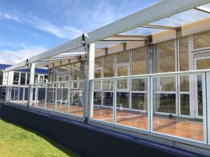 marquee glass canopies and opening glazed windows