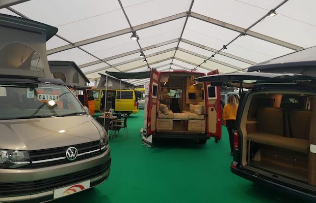 Campervan section ready for action inside the marquee