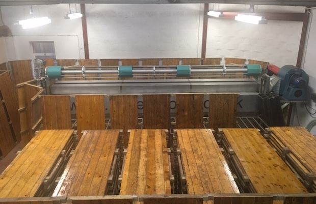 Marquee floorboards stacked up and drying out