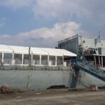 Marquee being used for reception/inspection on Royal Navy Frigate
