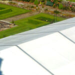 Roof view of a marquee in a country house setting