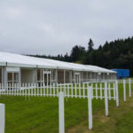 Marquee with window walls and doors for Hospitality at an equestrain event at Blair Atholl, Pitlochry