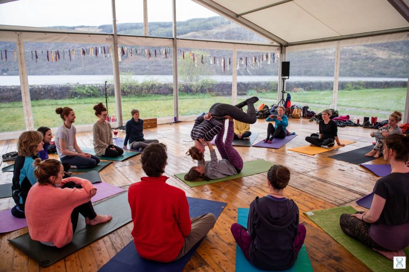 Yoga Marquee with clear gables and window walls