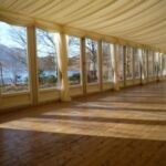 Marquee for a party with solid glazed windows