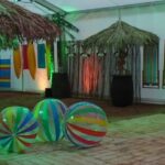 Party Marquee with beach theme and lighting