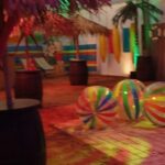 Party Marquee with beach theme and lighting