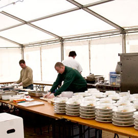 Marquee used for catering area at outdoor events