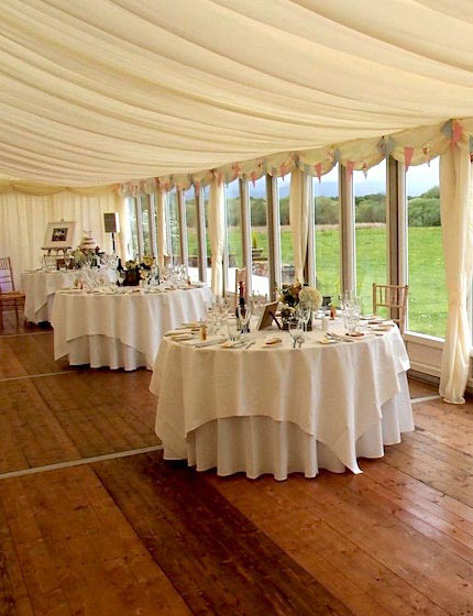 Wedding Marquee with clear gables and walls - marquee brochure - marquee hire