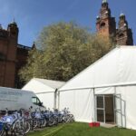 Contemporary Art Festival marquee gable view at Kelvingrove Museum, Glasgow