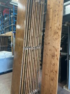Stacks of newly varnished floor boards as part of our annual winter maintenance programme
