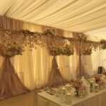 Top table floral wedding decor at a Loch Lomond wedding